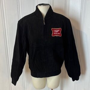 💥 Vintage Jeff Hamilton x Miller High Life Suede Bomber Jacket – Size L (NWOT)